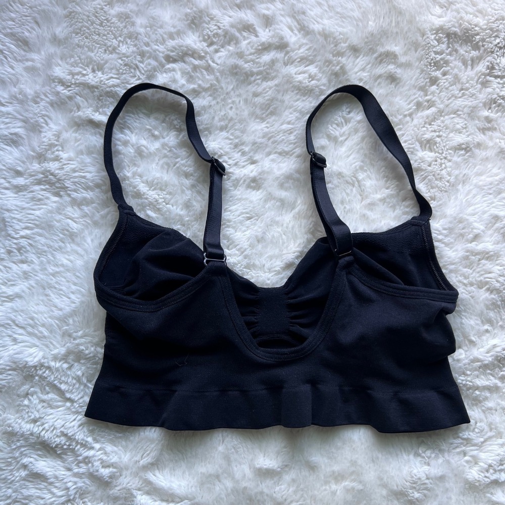 SKIMS Sculpting Bralette Onyx Black Seamless Ruched Wireless Bra Womens Size M - Picture 4 of 8